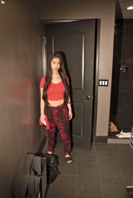 Adorable Asian cutie Jade Kush bares small boobs in front of her well hung man