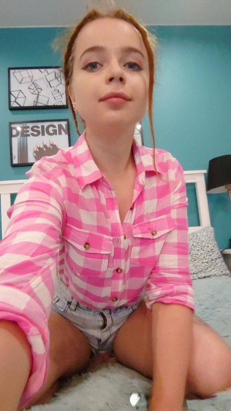 Playful ginger amateur exposes her tiny boobs in her selfie compilation