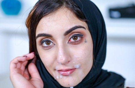 Beautiful Arab babe Jezebeth takes a facial after rough hardcore sex